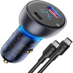 شارژر فندکی هوشمند65وات باسئوس مدل TZCCKX-0G با کابل تبدیلUSB-C به USB-C